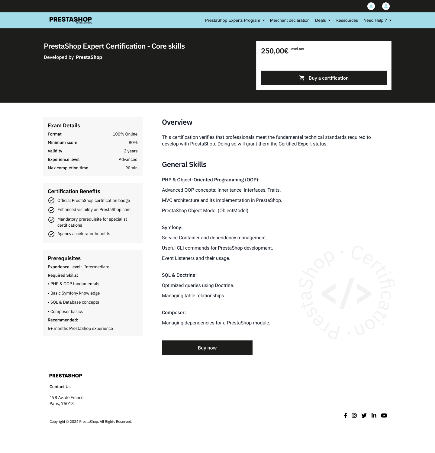 Certification, page de détail (premium)