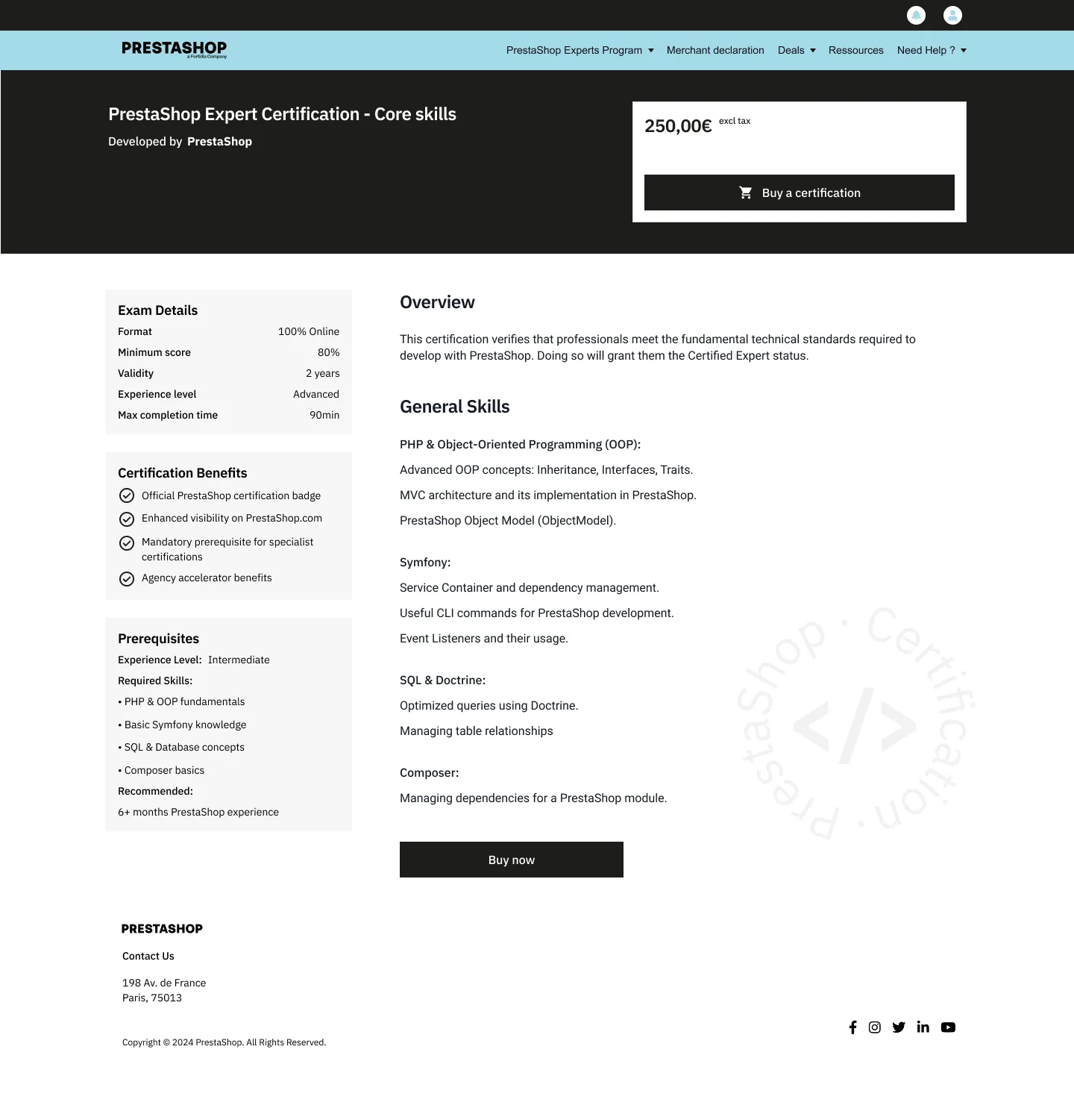 Certification, page de détail (premium)